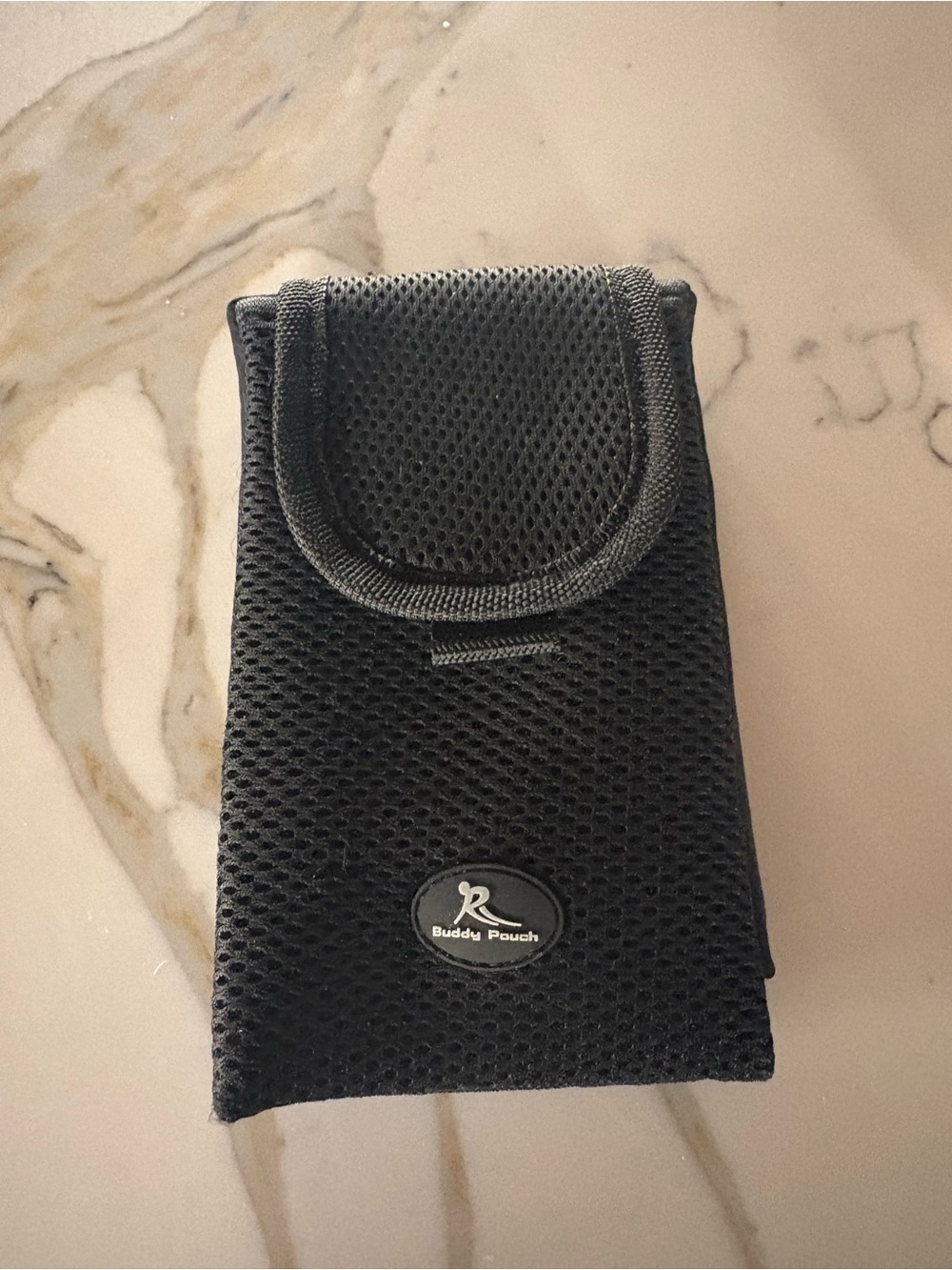 Buddy Pouch Black Mesh Phone Case. Magnetic Closure.